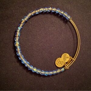 Alex and Ani Blue Crystal Bracelet with Gold Charms